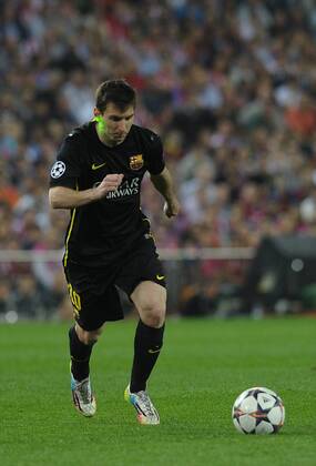 FC Barcelona Forward, number 10 MESSI - Lionel Messi (25) during round Quarter Final of the Uefa Champions League league, soccer match between Atletico de Madrid - FC Barcelona at the Vicente Calderon estadium, Madrid - Spain by April 9, 2014. Miguel Lopez. 