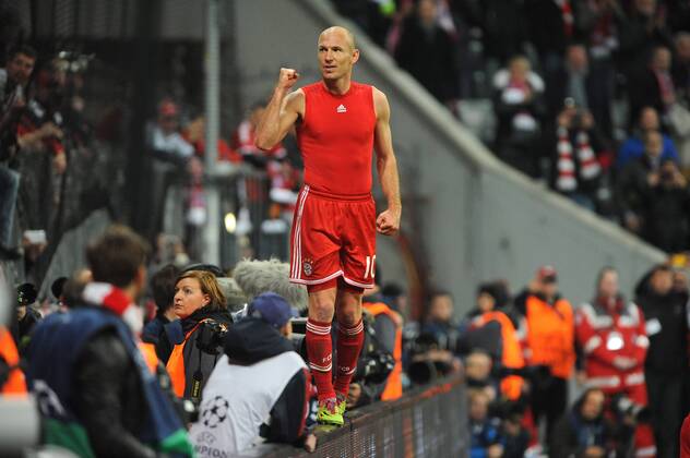 Riesenfreude bei Arjen Robben (FC Bayern München) Bayern München - Manchester United, Champions League, Viertelfinale, Fussball, 09.04.2014