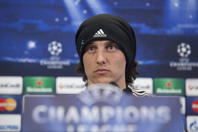 Chelsea s David Luiz during a press conference ahead of Tuesday s Champions League, semifinal, first leg, soccer match against Atletico Madrid, at the Vicente Calderon stadium, in Madrid, Spain, April 21, 2014.  (20186699)