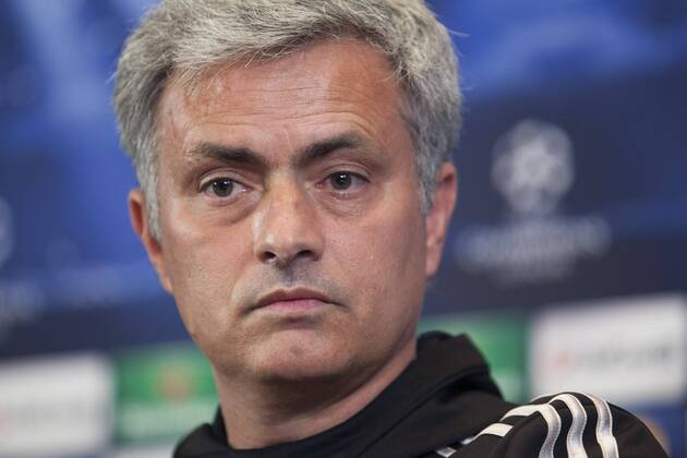 Chelsea s coach Jose Mourinho from Portugal during a press conference ahead of Tuesday s Champions League, semifinal, first leg, soccer match against Atletico Madrid, at the Vicente Calderon stadium, in Madrid, Spain, April 21, 2014.  (20186702)
