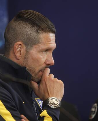 Diego Simeone of Atletico Madrid at press conference before playing the Champions League match. . xPABLOGARCIAx 