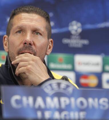 Diego Simeone of Atletico Madrid at press conference before playing the Champions League match. . xPABLOGARCIAx 