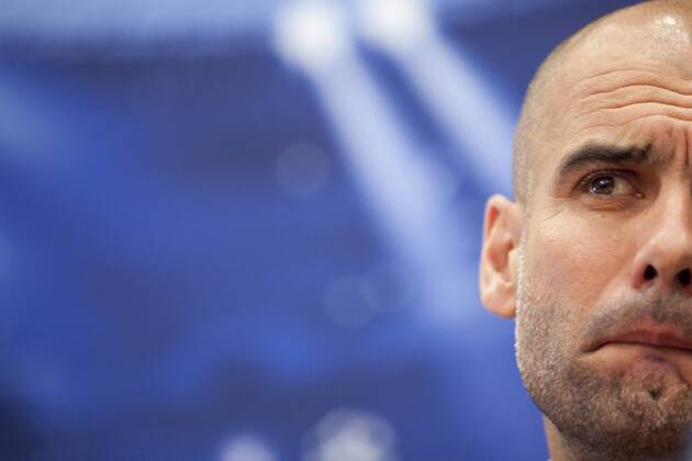 Spanish coach from FC Bayern München Pep Guardiola attends Press Conference at Intercontinental Hotel in Madrid, Spain. April 22, 2014.  (20186924)