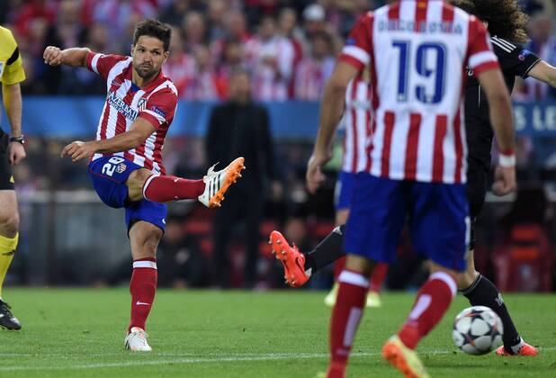 FUSSBALL CHAMPIONS LEAGUE HALBFINAL HINSPIEL SAISON 2013 2014 Atletico Madrid - FC Chelsea 22.04.2014 Diego (Atletico Madrid) verzieht 