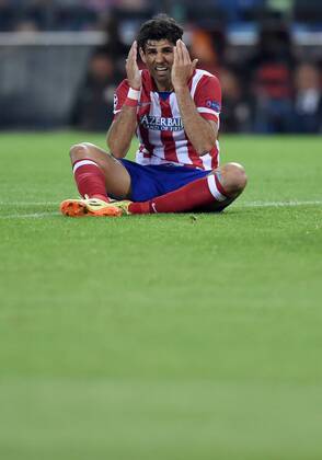 FUSSBALL CHAMPIONS LEAGUE HALBFINAL HINSPIEL SAISON 2013 2014 Atletico Madrid - FC Chelsea 22.04.2014 Diego Costa (Atletico Madrid) enttäuscht ist nach seiner vergebenen Torchance enttäuscht 