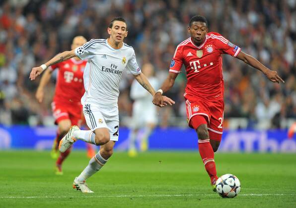23.04.2014, Fussball UEFA Champions League Halbfinale, Real Madrid - FC Bayern München, v.l.Angel Di Maria (Real Madrid) David Alaba (FC Bayern München)