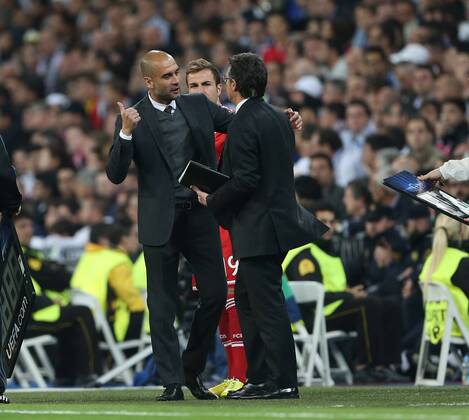 Munich s Pep Guardiola appeals for a late penalty Real Madrid vs Bayern Munich - Champions League, Semi Final, First leg - Santiago Bernabeu Stadium - Madrid - Spain - 23 04 2014 - Pic DavidKlein Sportimage EDITORIAL USE ONLY. No use with unauthorised audio, video, data, fixture lists, club league logos or live services. Online in-match use limited to 120 images, no video emulation. No use in betting, games or single club league player publications.