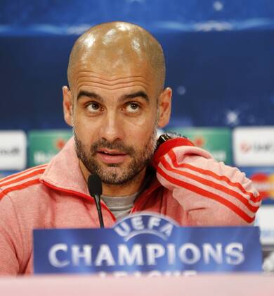 Coach Pep Guardiola (FC Bayern München) at press conference. xJOSExA.xGARCIAx 