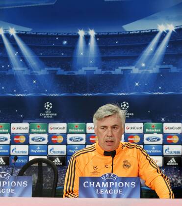 Press conference of Real Madrid before second leg of 1 2 Champions League match against Bayern Munich. In this picture, Coach Carlo Ancelotti. xJOSExA.xGARCIAx 