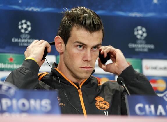 Press conference of Real Madrid before second leg of 1 2 Champions League match against Bayern Munich. In this picture, Gareth Bale. xJOSExA.xGARCIAx 