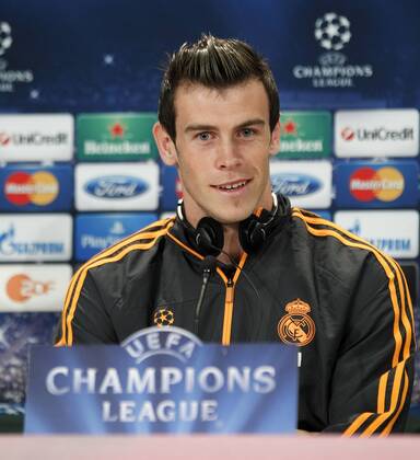 Press conference of Real Madrid before second leg of 1 2 Champions League match against Bayern Munich. In this picture, Gareth Bale. xJOSExA.xGARCIAx 