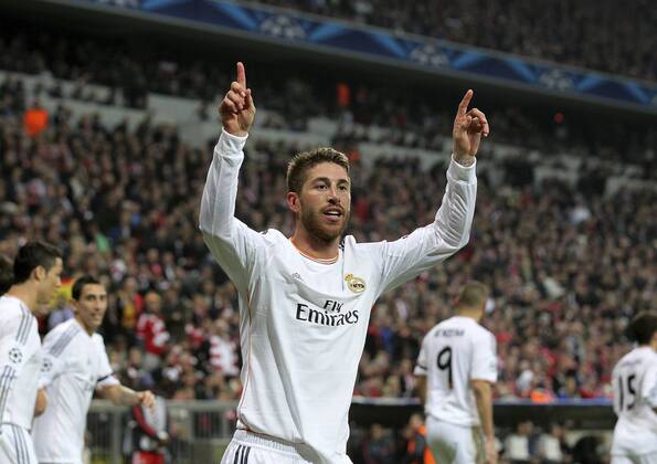 Torjubel Madrid, Torschütze Sergio Ramos (Real). FC Bayern München-Real Madrid . München, GER, 29.04.2014 ,Halbfinale Fussball-Champions League 2013-2014 .
