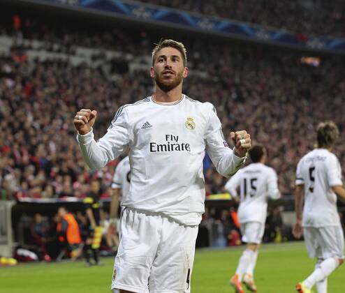 Torjubel Madrid, Torschütze Sergio Ramos (Real). FC Bayern München-Real Madrid . München, GER, 29.04.2014 ,Halbfinale Fussball-Champions League 2013-2014 .