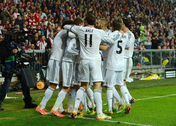29.04.2014, xjhx, Fussball Champions League Halbfinale, FC Bayern München - Real Madrid, v.l. Sergio Ramos (Real Madrid) Torjubel, Goal celebration, celebrate the goal 2:0