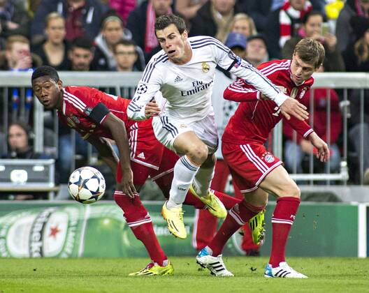 David Alaba (FCB), Gareth Bale (Real),Toni Kroos (FCB) 29.04.2014, München, FC Bayern München vs. Real Madrid Â