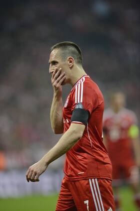29.04.2014, Fussball Champions League 2013 2014, Halbfinale, Rückspiel, FC Bayern München - Real Madrid, in der Allianz-Arena München. Franck Ribery (München) frustriert. 
