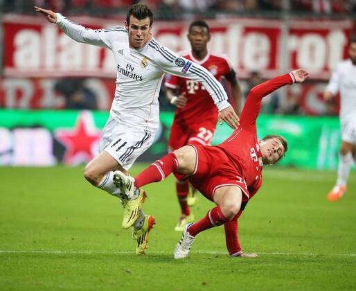 München, Fussball Männer, UEFA Champions League, Saison 2013 2014, Halbfinale Rückspiel, FC Bayern München vs Real Madrid CF 29.04.2014, München Arena München Gareth Bale, Real Madrid, Toni Kroos, FC Bayern