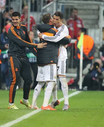München, Fussball Männer, UEFA Champions League, Saison 2013 2014, Halbfinale Rückspiel, FC Bayern München vs Real Madrid CF 29.04.2014, München Arena München Christiana Ronaldo, Real Madrid, Aktion, jubel,