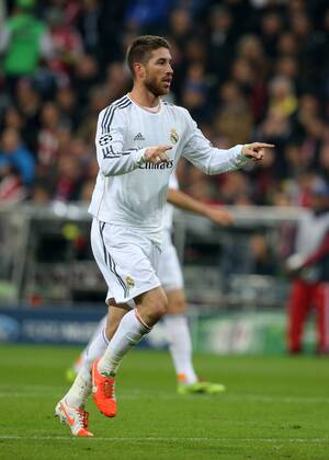 München, Fussball Männer, UEFA Champions League, Saison 2013 2014, Halbfinale Rückspiel, FC Bayern München vs Real Madrid CF 29.04.2014, München Arena München Sergio Ramos, Real Madrid, Aktion, Einzelbild, Torjubel