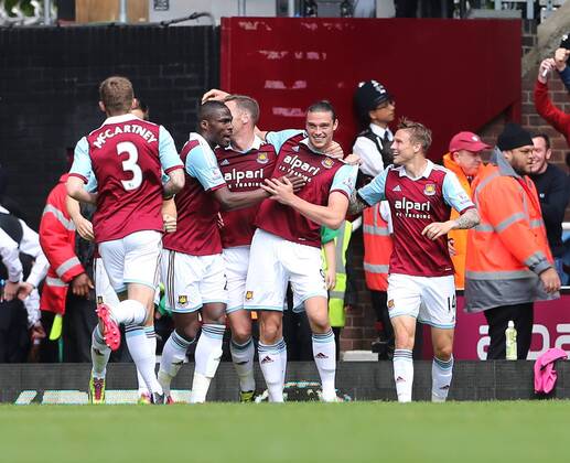 West Ham s Andy Carroll celebrates scoring his sides opening goal West Ham United vs Tottenham Hotspur - Barclays Premier League - Upton Park - London - UK - 03 05 2014 - EDITORIAL USE ONLY. No use with unauthorised audio, video, data, fixture lists, club league logos or live services. Online in-match use limited to 120 images, no video emulation. No use in betting, games or single club league player publications.