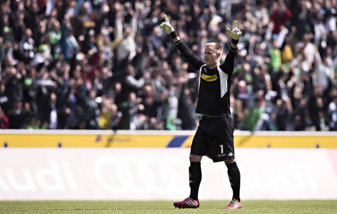 Mönchengladbach, 03.05.2014, Borussia Park Torjubel: Torwart Marc-Andre ter Stegen (BMG) VfL Borussia Mönchengladbach - FSV Mainz 05 mm