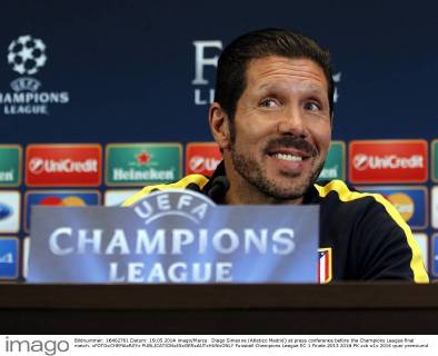 Diego Simeone (Atletico Madrid) at press conference before the Champions League final match. xFOTOxCHEMAxREYx 