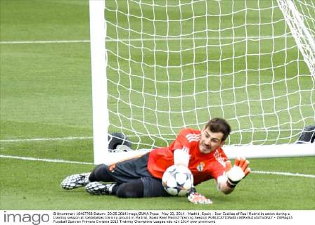 May 20, 2014 - Madrid, Spain - Iker Casillas of Real Madrid in action during a training session at Valdebebas training ground in Madrid, Spain Real Madrid Training Session  - ZUMAg15
