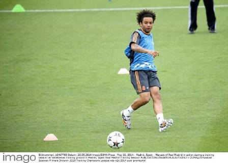 May 20, 2014 - Madrid, Spain - Marcelo of Real Madrid in action during a training session at Valdebebas training ground in Madrid, Spain Real Madrid Training Session  - ZUMAg15