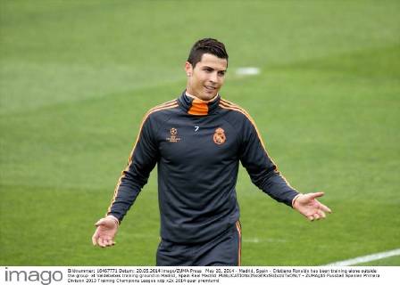 May 20, 2014 - Madrid, Spain - Cristiano Ronaldo has been training alone outside the group at Valdebebas training ground in Madrid, Spain Real Madrid  - ZUMAg15