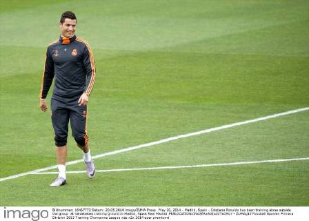 May 20, 2014 - Madrid, Spain - Cristiano Ronaldo has been training alone outside the group at Valdebebas training ground in Madrid, Spain Real Madrid  - ZUMAg15