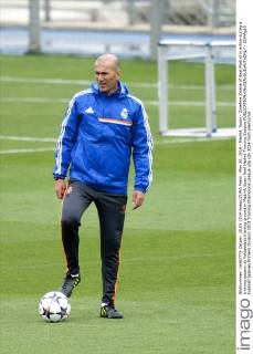 May 20, 2014 - Madrid, Spain - Zinedine Zidane of Real Madrid in action during a training session at Valdebebas training ground in Madrid, Spain Real Madrid Training Session  - ZUMAg15