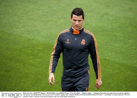 May 20, 2014 - Madrid, Spain - Cristiano Ronaldo has been training alone outside the group at Valdebebas training ground in Madrid, Spain Real Madrid  - ZUMAg15