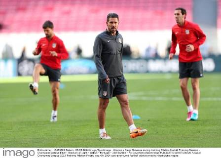 Atletico s Diego Simeone during training Atletico Madrid Training Session - Champions League Final - Stadium of Light - Lisbon - Portugal - 23 05 2014 - Pic DavidKlein Sportimage EDITORIAL USE ONLY. No use with unauthorised audio, video, data, fixture lists, club league logos or live services. Online in-match use limited to 120 images, no video emulation. No use in betting, games or single club league player publications.