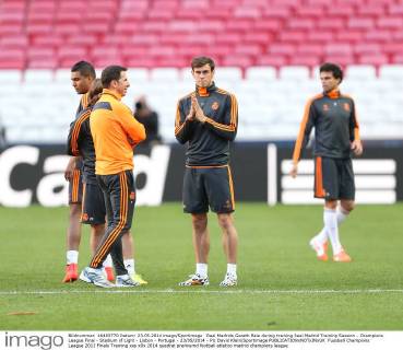 Real Madrids Gareth Bale during training Real Madrid Training Session - Champions League Final - Stadium of Light - Lisbon - Portugal - 23 05 2014 - Pic David Klein Sportimage EDITORIAL USE ONLY. No use with unauthorised audio, video, data, fixture lists, club league logos or live services. Online in-match use limited to 120 images, no video emulation. No use in betting, games or single club league player publications.