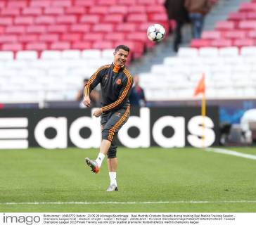 Real Madrids Cristiano Ronaldo during training Real Madrid Training Session - Champions League Final - Stadium of Light - Lisbon - Portugal - 23 05 2014 - Pic David Klein Sportimage EDITORIAL USE ONLY. No use with unauthorised audio, video, data, fixture lists, club league logos or live services. Online in-match use limited to 120 images, no video emulation. No use in betting, games or single club league player publications.