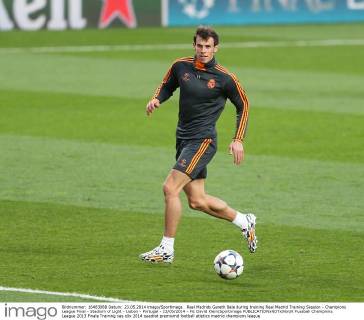 Real Madrids Gareth Bale during training Real Madrid Training Session - Champions League Final - Stadium of Light - Lisbon - Portugal - 23 05 2014 - Pic David Klein Sportimage EDITORIAL USE ONLY. No use with unauthorised audio, video, data, fixture lists, club league logos or live services. Online in-match use limited to 120 images, no video emulation. No use in betting, games or single club league player publications.
