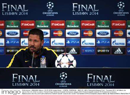 LISBON, PORTUGAL - MAY 23: UEFA Champions League Final - Previews MD-1 at Estadio da Luz on May 23, 2014 in Lisbon, Trainer Diego Simeone
