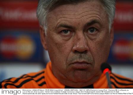 LISBON, PORTUGAL - MAY 23: UEFA Champions League Final - Previews MD-1 at Estadio da Luz on May 23, 2014 in Lisbon, Trainer Carlo Ancelotti