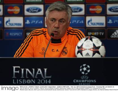 LISBON, PORTUGAL - MAY 23: UEFA Champions League Final - Previews MD-1 at Estadio da Luz on May 23, 2014 in Lisbon, Trainer Carlo Ancelotti