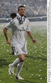 Real Madrid s Cristiano Ronaldo celebrates with supporters after winning the UEFA Champions League 2014, at Santiago Bernabeu stadium.