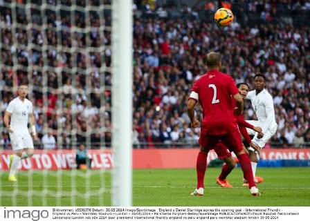 England s Daniel Sturridge scores the opening goal - International Friendly - England vs Peru - Wembley Stadium - London - 30 05 2014 - Pic Charlie Forgham-Bailey Sportimage EDITORIAL USE ONLY. No use with unauthorised audio, video, data, fixture lists, club league logos or live services. Online in-match use limited to 120 images, no video emulation. No use in betting, games or single club league player publications.