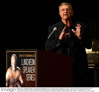 May 30, 2014 - Charlotte, NC, USA - Former NFL American Football Herren USA player, coach and Hall of Fame member Mike Ditka speaks to the Charlotte Touchdown Club on Friday, May 30, 2014, in Charlotte, N.C. NFL American Football Herren USA Hall of Famer Mike Ditka speaks in Charlotte - ZUMAm67