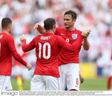 England s Wayne Rooney celebrates scoring his sides opening goal with Frank Lampard England v Ecuador - International Friendly - Sun Life Stadium- Miami - USA - 04 06 2014 - Pic David Klein Sportimage EDITORIAL USE ONLY. No use with unauthorised audio, video, data, fixture lists, club league logos or live services. Online in-match use limited to 120 images, no video emulation. No use in betting, games or single club league player publications.