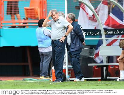 England s Roy Hodgson looks on dejected England v Ecuador - International Friendly - Sun Life Stadium- Miami - USA - 04 06 2014 - Pic David Klein Sportimage EDITORIAL USE ONLY. No use with unauthorised audio, video, data, fixture lists, club league logos or live services. Online in-match use limited to 120 images, no video emulation. No use in betting, games or single club league player publications.
