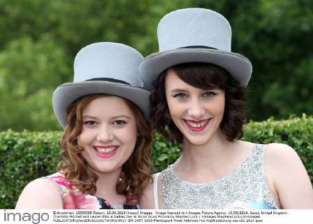 Image licensed to i-Images Picture Agency. 19 06 2014. Ascot, United Kingdom. Charlotte Mitchell and Lauren Ellis at Ladies Day at Royal Ascot Picture by Stephen Lock i-Images StephenxLockx xi-Images IIM-2487-0009