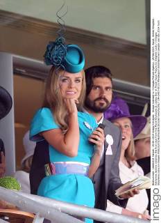 Image licensed to i-Images Picture Agency. 19 06 2014. Ascot, United Kingdom. Katherine Jenkins watches the first race from the Royal Enclosure at Ladies Day at Royal Ascot Picture by Stephen Lock i-Images StephenxLockx xi-Images IIM-2487-0015