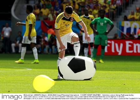 X IVORY COAST COLOMBIA - Colombia s player James Rodriguez during valid matcr Group C of the World Cup 2up 2014 between Colombia x Ivory Coast held at the National Mane Garrincha Stadium in Brasilia. BRASILIA DF 6.19.2014. ( x(3485)xBetoxBarata Fotoarenax  (24706) ColÃ mbia x Costa do Mar