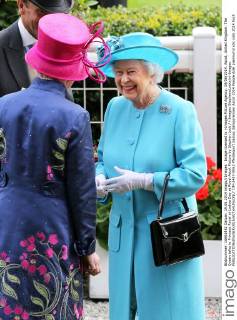 Image licensed to i-Images Picture Agency. 19 06 2014. Ascot, United Kingdom. The Queen talks to Princess Royal at Ladies Day at Royal Ascot Picture by Stephen Lock i-Images StephenxLockx xi-Images IIM-2487-0063