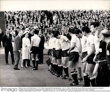 Jul. 11, 1966 - World Cup Soccer Match at London, Wembley: England V. Uruguay. Photo Shows The Uruguay team are presented to H.M. The Queen before the start of tonight s game at London, Wembley.  - ZUMAk09