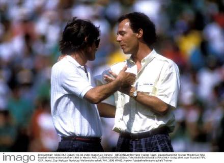 BECKENBAUER Franz Trainer Team_Deutschland mit Trainer Milutinivic FIFA Fussball Weltmeisterschaften 1986 in Mexiko